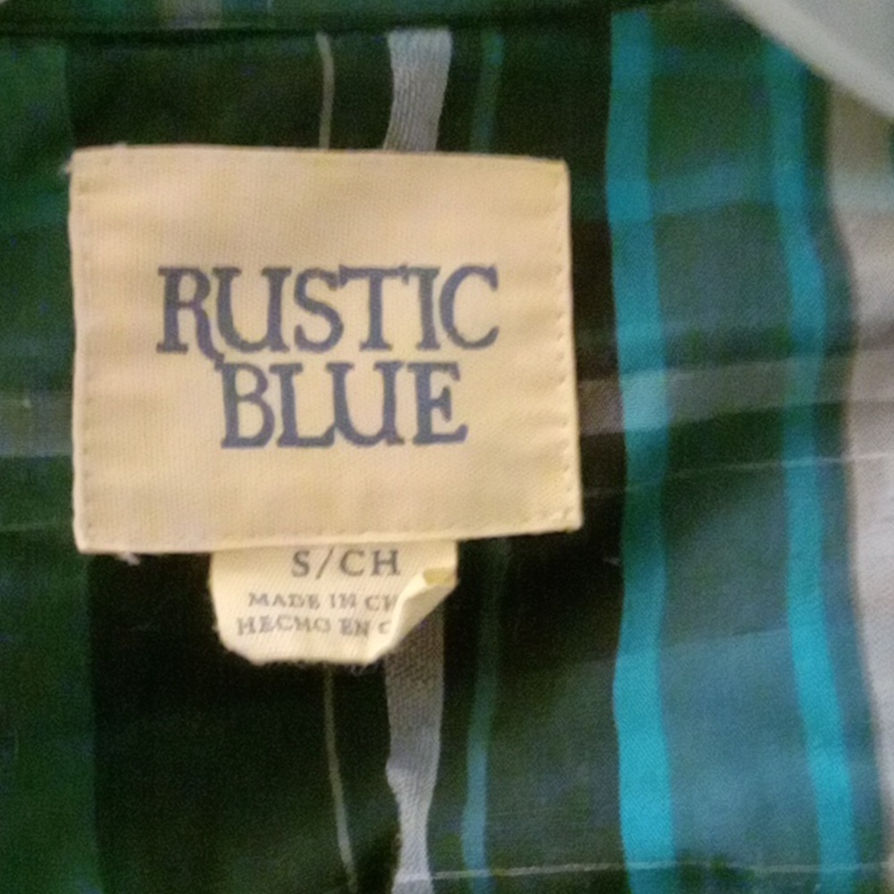 Rustic Blue Men's Plaid Button Down Shirt S - Picture 4 of 5